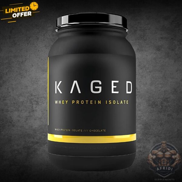 KAGED Whey Protein Shake in Pakistan – Chocolate Isolate 3LB with 25g Protein per Serving Front Label