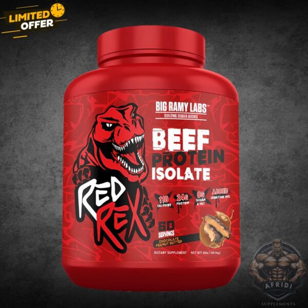 RED REX 100% Beef Protein Isolate Chocolate Peanut Butter 4 lbs – Non-Dairy Protein Supplement in Pakistan RED REX 100% Beef Protein Isolate Chocolate Peanut Butter 4 lbs – Non-Dairy Protein Supplement in Pakistan