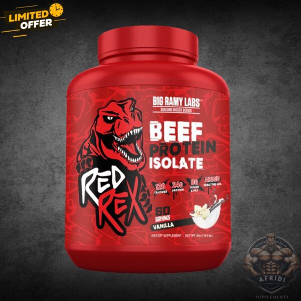 RED REX Beef Protein Isolate 4 lbs Vanilla by Big Ramy Labs – Best Protein Supplement in Pakistan RED REX Beef Protein Isolate 4 lbs Vanilla by Big Ramy Labs – Best Protein Supplement in Pakistan