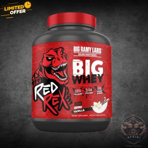 RED REX Big Whey by Big Ramy Labs Vanilla 4.5 lbs – Protein Supplement for Muscle Building in Pakistan RED REX Big Whey by Big Ramy Labs Vanilla 4.5 lbs – Protein Supplement for Muscle Building in Pakistan