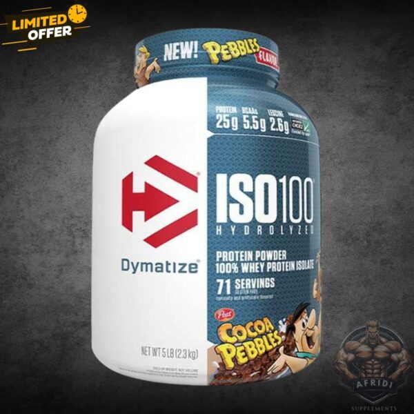 Dymatize ISO100 Cocoa Pebbles 5 lb protein powder in Pakistan for muscle recovery and rich chocolate taste Dymatize ISO100 Cocoa Pebbles 5 lb protein powder in Pakistan for muscle recovery and rich chocolate taste