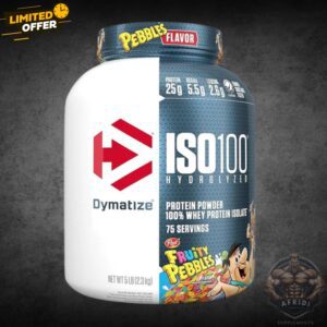 Dymatize ISO100 Fruity Pebbles 5 lb protein powder in Pakistan for fast muscle recovery and lean growth